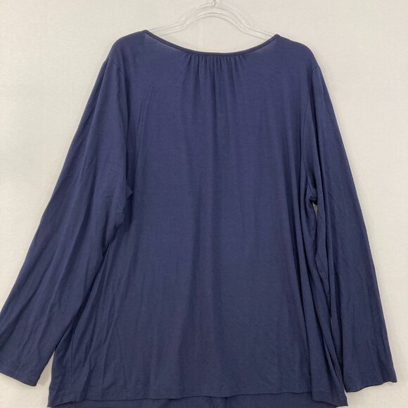 New Jules & Leopold size 3X Navy Golden Chain Stretch Relax Long Sleeve Blouse - Picture 7 of 8